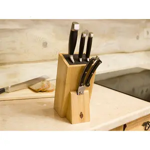 With Removable And Dishwasher Inner Nylon Core Bamboo Storage Knife Block