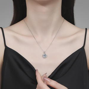 9 Fashion Dainty desainer Rhodium berlapis tidak ternoda kincir angin liontin 925 Perak potongan bulat 1CT VVS Moissanite kalung - Product Image 4