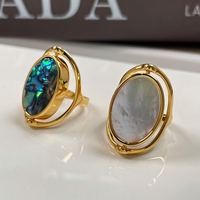 Bague réversible double face en forme de coquille, plaquée, géométrique ovale, bijou d'index pour femme