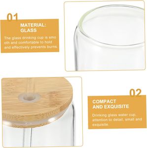 Wholesale 12oz 16oz 20oz Clear Frosted High Borosilicate Glass Eco-Friendly Sublimation Blanks Beer Can Tumbler Straw Bamboo <b>Lid</b> - Product Image 2