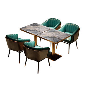 <span class=keywords><strong>Table</strong></span> à manger rectangulaire de qualité commerciale, ensemble de <span class=keywords><strong>table</strong></span> moderne carrée à bord doré, <span class=keywords><strong>table</strong></span> en dalle de roche pour pub, buffet, restaurant, barbecue, boutique - Product Image 4