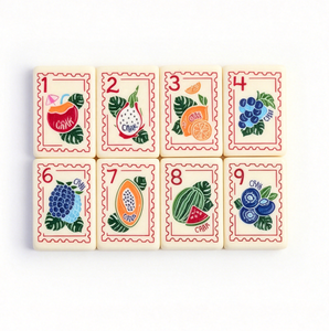 Set di Mahjong Americano di Lusso Personalizzato, 36 Tessere Acriliche Blu <span class=keywords><strong>a</strong></span> Strato Singolo, Motivo Frutta Tropicale e Oceano, Gioco <span class=keywords><strong>da</strong></span> Tavolo Portatile OEM ODM - Product Image 4