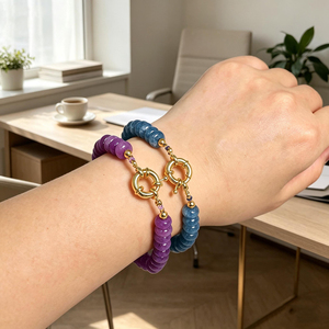 Pulsera Delicada con Piedras Naturales <span class=keywords><strong>de</strong></span> 5x8mm, Estilo Boho, con Cuentas Rondelle, Cristal Curativo, Joyería Apilable con Cierre Marinero, Regalo - Product Image 3