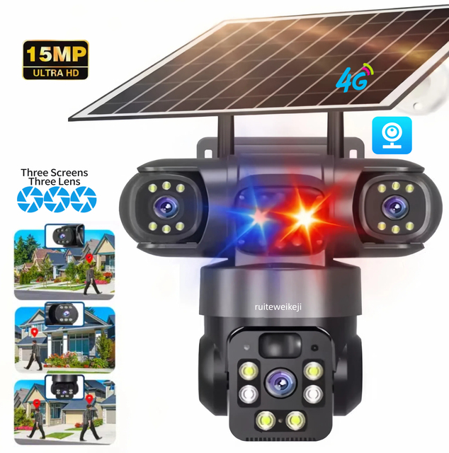 15MP V380pro P2P IP Outdoor Home Security Monitor SystemBuilt-in Mic Cloud Solar Powered Wifi Network 4G Wireless CCTV Cameras