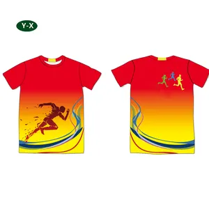 OEM Custom 100% Polyester Quick Dry Marathon running t-shirt Gym Sport Tshirts Men sublimation printing t shirt