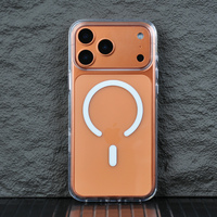 Desain Tombol Sentuh Logo Kustom PC+TPU Tahan Guncangan Berlapis UV Magnetik Transparansi Tinggi Tahan Kuning Casing Ponsel untuk 18 17 Pro