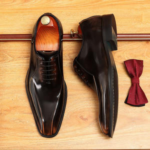 Zapatos Oxford Británicos de Cuero, Estilo Retro, Formales para Hombre, Clásicos con Punta Cuadrada, Antideslizantes, Transpirables, Ligeros, Hechos a Mano, Brillantes - Product Image 2