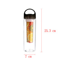 Bouilloire de tasse à boire de grande capacité de 800ml personnalisée bon marché sans Bpa bouteille d'eau en plastique transparente réutilisable d'infuseur de fruits avec la poignée