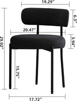 Ensemble de 4 chaises de salle à manger en cuir bouclé noir DYHOME, modernes, rembourrées, coussin de 4 pouces d'épaisseur, pieds en métal robustes, meubles de maison, salle à manger