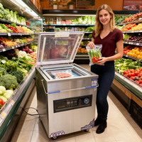Scelleuse sous vide semi-automatique électrique 390PD à chambre unique avec coffret en bois pour fruits de mer (compatible humide/sec)