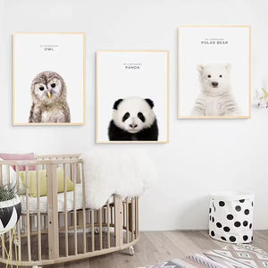 Woodland Animal Art déco toile affiche cerf à long cou et <span class=keywords><strong>ours</strong></span> polaire pour pépinière chambre d'enfants maison chambre décoration - Product Image 3