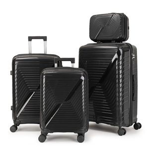 Ensemble de 4 valises rigides en PP, motif élégant en forme de Z, rose blush, roulettes pivotantes, valise de voyage légère pour femmes - Product Image 3