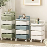 Chariot de rangement de cuisine moderne et durable en acier au carbone, organisateur roulant multi-niveaux avec tiroirs et étagères pour fruits et légumes à domicile