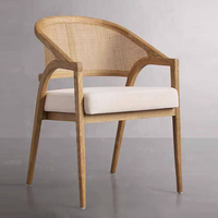 Fauteuil BST Nordic moderne en bois d'hévéa avec dossier, chaise de salle à manger et de négociation pour hôtel, gîte et club
