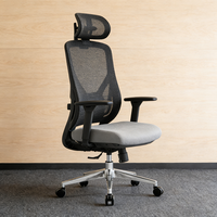 Chaise de bureau à dossier haut en maille, pivotante, grise, confortable, équipement de bureau à domicile, mobilier de bureau