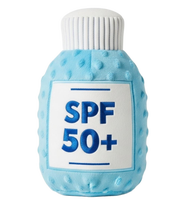 Jouet pour chien en peluche grinçant sur le thème de la plage d'été personnalisé-Spray solaire, bouteille de crème solaire et accessoires de plage pour le jeu interactif