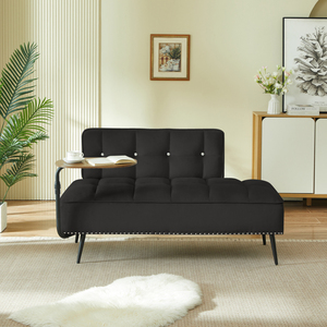 Modern Two Seater Velvet Sofa 54 Inch With <b>Backrest</b> And Rotating Side Table Entryway Ottoman Multi Use Bench Office Desk - Product Image 2