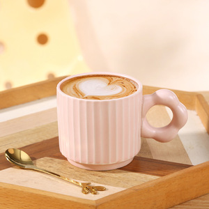 Creative Cute Vertical Striped Ceramic <b>Mug</b> Gift Box High Appearance Cup With Spoon Wedding Party Favor Gift - Product Image 2