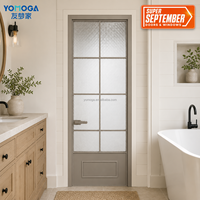 Puerta de Baño de Vidrio Texturizado, Puerta Abatible de Aluminio para Proyectos de Baños de Apartamentos, Puerta de Aluminio