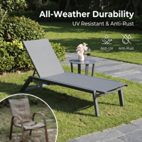 Chaise longue moderne en aluminium, mobilier d'extérieur toutes saisons, chaise longue réglable en maille pour patio, bord de piscine, balcon