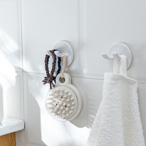 Yimijia Wall <b>Hook</b> Double <b>Hook</b> <b>White</b> Self Adhesive 1-3kg Load Capacity For Kitchen Bathroom Storage - Product Image 1