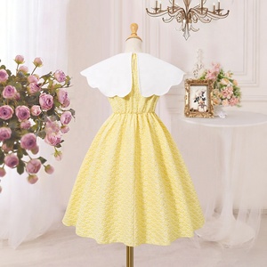 <span class=keywords><strong>Robe</strong></span> d'été pour petites filles, sans manches, jaune, à fleurs, jacquard, col blanc, <span class=keywords><strong>robe</strong></span> décontractée - Product Image 2