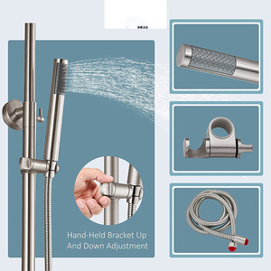 Juego de ducha Apple Shower de acero inoxidable 304 cepillado con diseño de tres funciones de mezcla y elevación para baño - Product Image 3