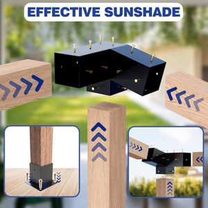 Kit de base de <span class=keywords><strong>poteau</strong></span> extérieur <span class=keywords><strong>pour</strong></span> gazebo Pergolas Support de toit incliné à 15 ° Quincaillerie de pergola à 75 ° Poutre en <span class=keywords><strong>bois</strong></span> Sunroom <span class=keywords><strong>Carport</strong></span> Cabin - Product Image 5