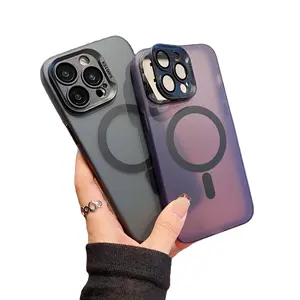 Lens Bracket Skin Feels Magnet Matte Protective Shockproof Mobile Phone Accessories Cover Case For iPhone 11 12 13 14 15 Pro Max