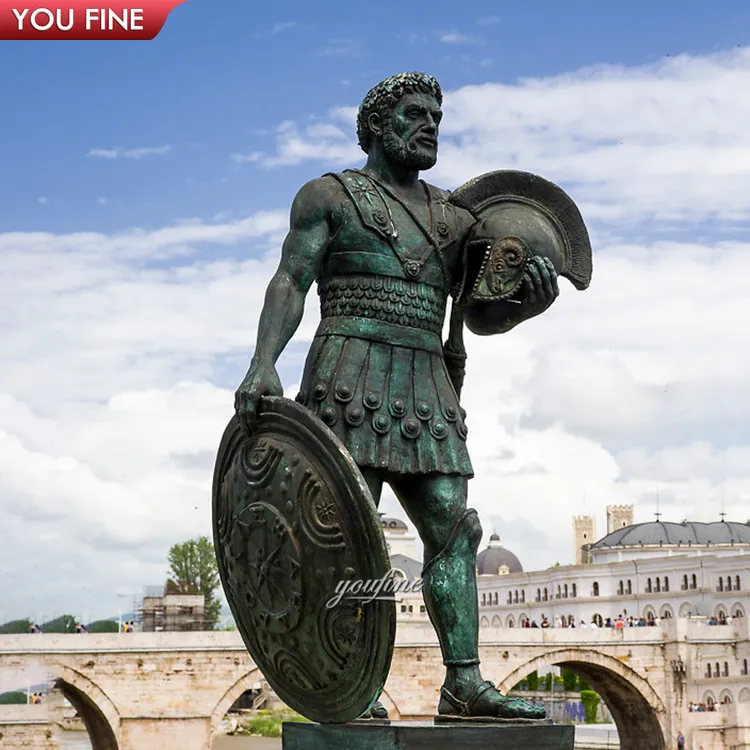 Büyük açık bronz cesur antik şövalye heykel