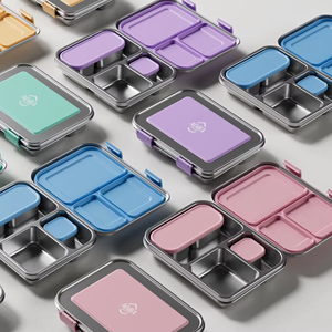 Boîte à lunch portable unique personnalisée pour sandwich, micro-ondes, étanche, boîte à lunch en acier inoxydable 304 pour adultes, boîte à lunch en métal - Product Image 1