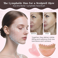 Ensemble de brosses faciales et de Gua Sha pour le drainage lymphatique, 2-en-1, brosses manuelles pour le visage, brosse Gua Sha pour améliorer l'éclat de la peau