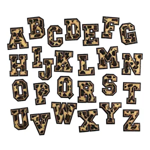 Patches de letras bordados, 8cm estampa de ferro no oncinha do alfabeto, bordados, patches com glitter preto, acessórios de vestuário e bolsa