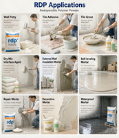 Poudre de latex polymère redispersable blanche, colle à base de ciment pour murs, adhésif pour carrelage RDP pour l'architecture