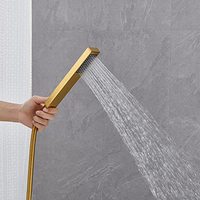 Robinet de baignoire indépendant en laiton brossé doré, installation au sol, mitigeur à poignée unique avec douchette à main