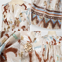 Robe longue sans manches pour femme, imprimé ethnique Ikat, col en V, détail boutonné, style bohème chic, tenue de plage estivale, robe longue décontractée
