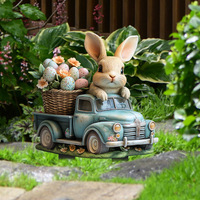 Décoration de jardin transfrontalière en acrylique, style campagnard américain, sur le thème de Pâques, représentant des animaux (elfes de la forêt, fées, nains, lapins), pour embellissement au sol