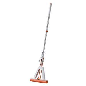 Sobam Balai en contreplaqué rectangulaire avec manche télescopique pliable grande taille pour usage domestique et salle de bain Orange Beige - Product Image 2