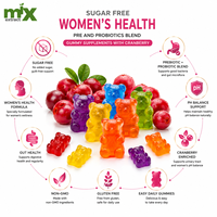 Gummies pré- & probiotiques sans sucre pour femmes, marque privée, avec canneberge pour l'équilibre du pH et la santé digestive