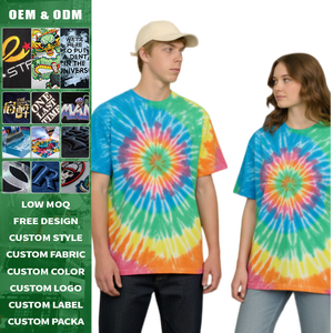 Custom 100 Cotton Knitted <b>Mens</b> Oversized 240gsm <b>Tie</b> <b>Dye</b> <b>T</b> <b>Shirts</b> Vintage Streetwear Wholesale OEM DTG Printing - Product Image 4