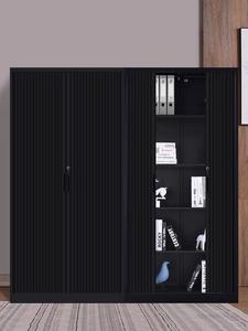 אפור צבע שחור מתכת טבור דלת הזזה ארון 4 מדפים פלדה הגשת ארון - Product Image 2