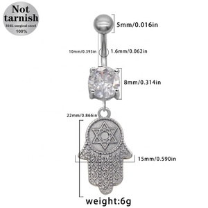 Anneau de nombril Gaby, ne ternit pas, imperméable, anneaux de nombril en acier inoxydable, bijoux de piercing en gros pour femmes - Product Image 6