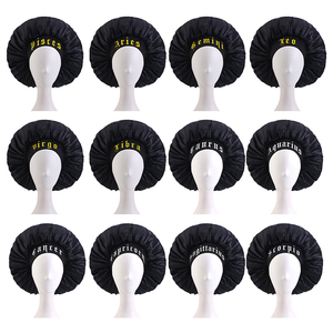 Berretto da notte Unisex stampato con 12 insegne stile personalizzato all'ingrosso cuffia per capelli in raso di grandi dimensioni - Product Image 5