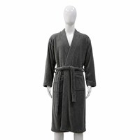 Peignoir personnalisé avec logo, col kimono, en flanelle noire, brodé, pour un usage quotidien, avec ceinture pour femmes