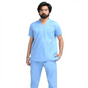 Women's <b>Maroon</b> Short Sleeve Doctor Scrub Set Cotton Polyester Woven Hospital Uniforms Needle Detection Pants Seamless Fusing - Product Image 1