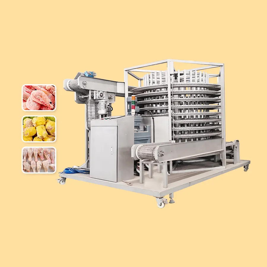 टीसीए उच्च गुणवत्ता पकाया wheaten खाद्य अनुकूलित डबल ड्रम iqf सर्पिल सुरंग विस्फोट फ्रीजर मशीन त्वरित ठंड