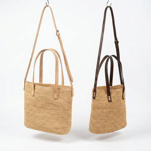 Bolso tote grande de rafia estilo boho con asa superior y asa larga para la mano, ideal para la playa - Product Image 2