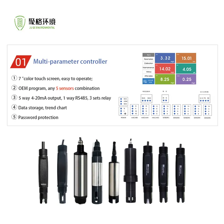 Industrie Waterkwaliteit Monitor Ph Sensor Geleidbaarheid Opgeloste Zuurstof Troebelheid Kabeljauw Water Meter Multi-Parameter Water Analysator