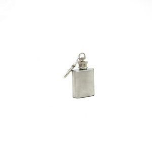 1 Unze Mini gebürstet poliert Finishing Metall Silber Edelstahl Schnaps Whisky Wein Alkohol Flach mann mit Schlüssel bund - Product Image 2