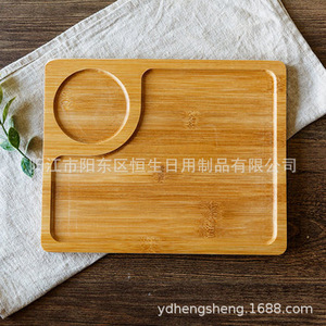 Plateau de service en bambou carré, couleur bois naturel, écologique, pour plats occidentaux, gâteaux, steaks - Product Image 2